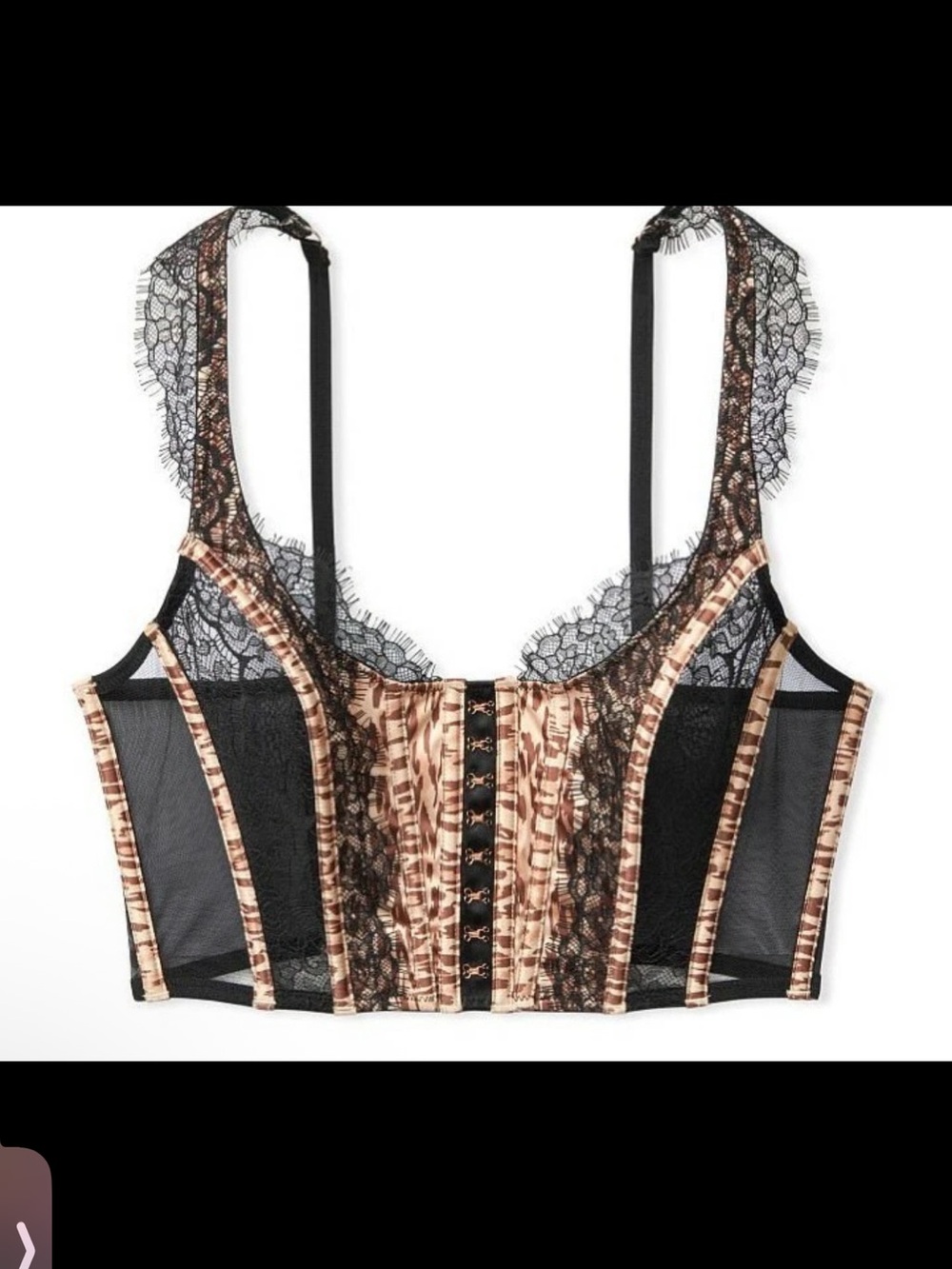 Victoria’s Secret Dream Angel Lace Corset bra top NEW black leopard